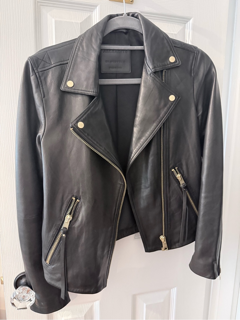 All Saints Women’s Dalby Slim Fit Leather Biker Jacket